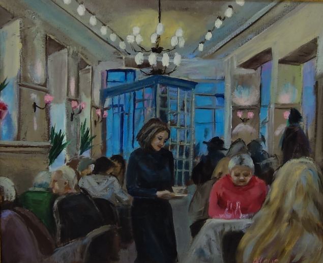 Kohvikus, Astrid Helberg E-kunstisalongis