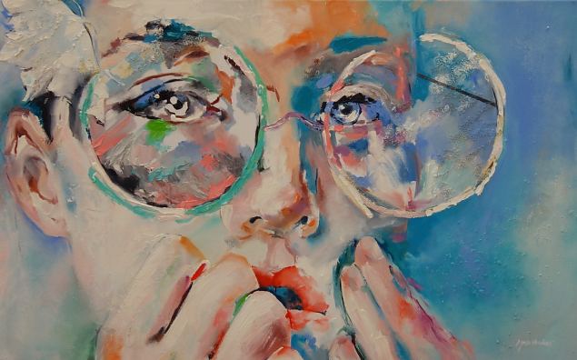 Suurte prillidega, Agnes Veinberg E-kunstisalongis