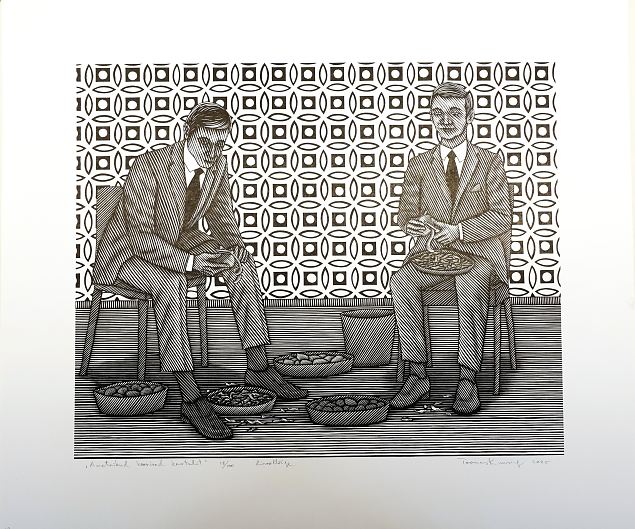 Ametnikud koorivad kartulit, Toomas Kuusing E-kunstisalongis