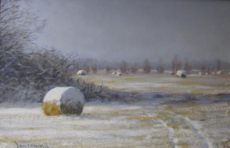 Talvine maastik heinapallidega, Jan Tammik E-kunstisalongis
