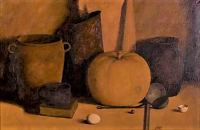 Pojengid arbuusi ja õunaga, Olav Maran E-kunstisalongis