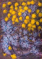 Lilled tumedal foonil, Ann Audova E-kunstisalongis